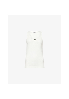Womens Lacoste Scoop-Neck Pointelle-Knit Cotton Vest Top