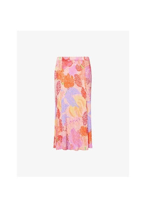 Womens Pleats Please Issey Miyake Foggy Forest Plisse Knitted Midi Skirt