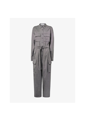 Womens The Frankie Shop Linda Belted Wool-Blend Jumpsuit