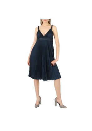 Burberry Ladies Ink Blue Empire-Line Pleated Dress