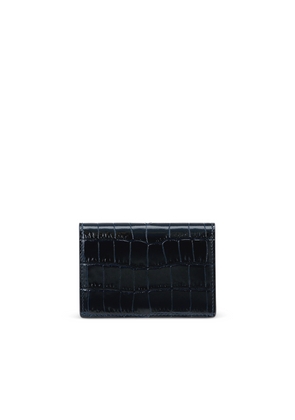 Smythson Folded Card Case With Snap Closure In Mara In Navy