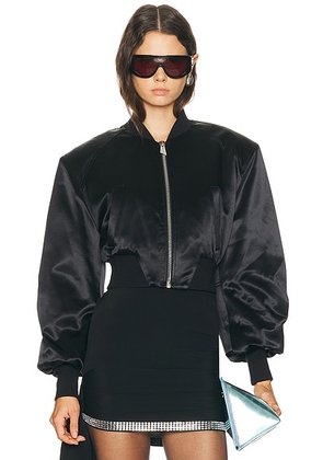 THE ATTICO Cropped Bomber Jacket in Black - Black. Size 42 (also in 44).