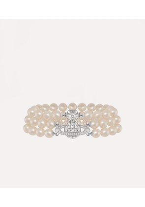 Vivienne Westwood Graziella Three Row Pearl Bracelet Silver Glass Pearls / Cubic Zirconia Women