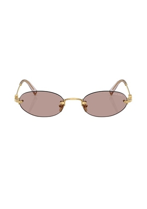 Miu Miu Oval Sunglasses in Gold - Metallic Gold. Size all.