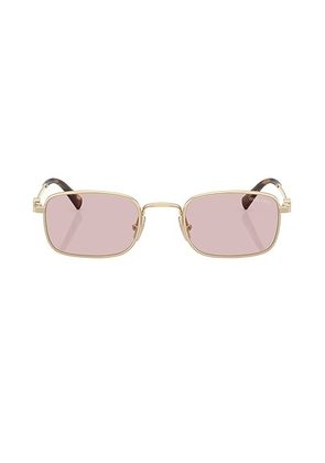 Miu Miu Rectangular Sunglasses in Pale Gold - Metallic Gold. Size all.