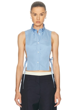 Miu Miu Popeline Top in Celeste - Blue. Size 38 (also in 42).