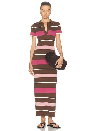 SEROYA San Knit Maxi Dress in Sable Stripe - Brown. Size S (also in XS).