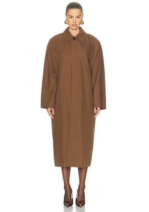 Saint Laurent Maxi Coat in Kaki Fonce - Brown. Size 34 (also in 36, 38).