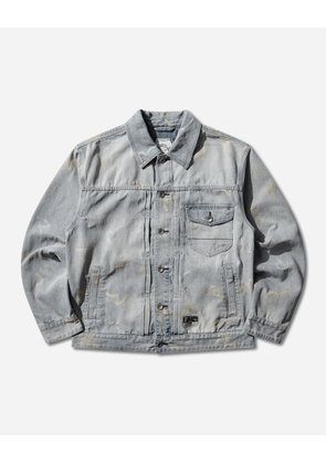 Men s All-Over Seagull Jacquard Denim Jacket Indigo