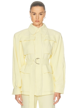 WARDROBE.NYC Crepe Safari Jacket in Butter - Lemon. Size L (also in M, S).