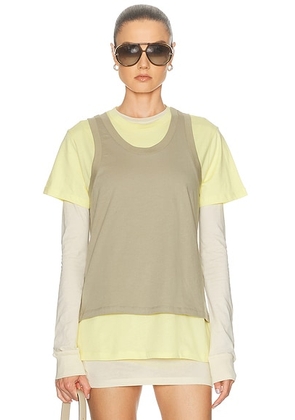 WARDROBE.NYC Layered Tunic Top in Pearl  Lemon  & Taupe - Sage,Yellow. Size L (also in XL).
