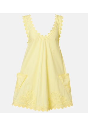 Juliet Dunn Embroidered cotton poplin minidress