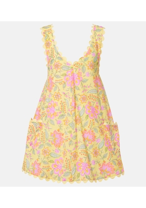 Juliet Dunn Floral scalloped cotton minidress