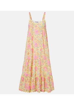 Juliet Dunn Floral scalloped cotton midi dress