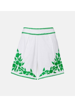 Juliet Dunn Embroidered cotton and linen shorts