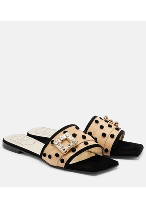 Roger Vivier Tres Vivier polka-dot suede-trimmed slides