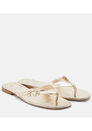 Roger Vivier Embellished metallic leather thong sandals