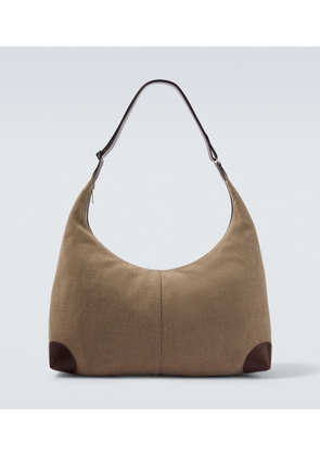 Brunello Cucinelli Leather-trimmed shoulder bag