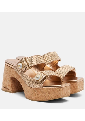 Jimmy Choo Fayence raffia-effect platform sandals