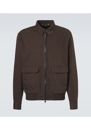 Brioni Leather-trimmed silk blouson jacket