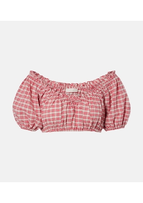 Faithfull Murcia checked cotton crop top
