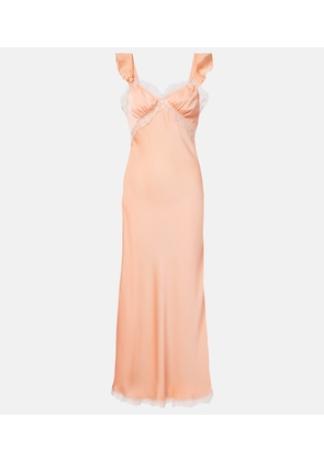 Faithfull Sella lace-trimmed satin maxi dress