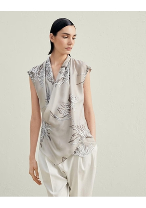 Brunello Cucinelli Bicolor Silk Blouse - XL
