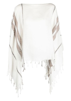 Brunello Cucinelli Bicolor Linen Poncho - One Size