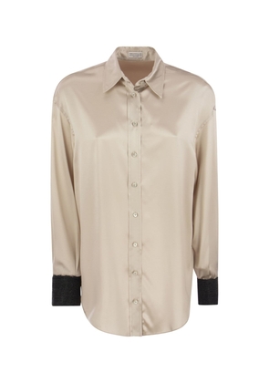 Brunello Cucinelli Beige Silk Shirt - L