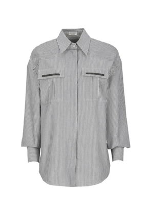 Brunello Cucinelli White Cotton Pattern Shirt - 3XL