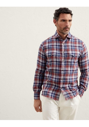 Brunello Cucinelli Bicolor Linen Pattern Shirt - S