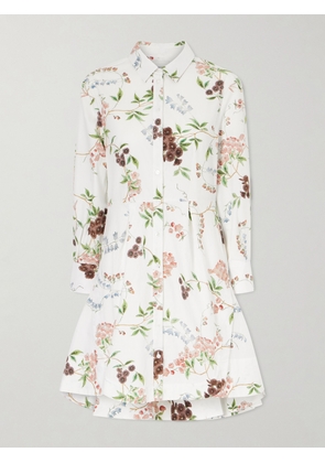 Erdem - Pleated Floral-print Cotton-poplin Mini Shirt Dress - White - UK 4,UK 6,UK 8,UK 10,UK 12,UK 14,UK 16,UK 18
