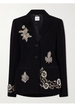 Erdem - Embellished Grain De Poudre Wool Balzer - Black - UK 6,UK 8,UK 10,UK 12,UK 14