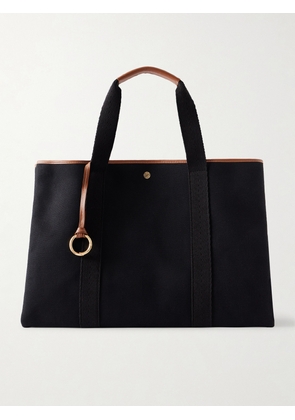 RUE de VERNEUIL - Large Leather And Webbing-trimmed Herringbone Canvas Tote - Black - One size