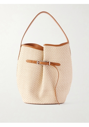 Liffner - Buckled Leather-trimmed Woven Raffia Shoulder Bag - Neutrals - One size