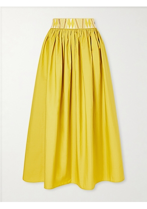 Emporio Sirenuse - Ombretta Embroidered Cotton-blend Poplin Midi Skirt - Green - IT36,IT38,IT40,IT42,IT44,IT46,IT48,IT50