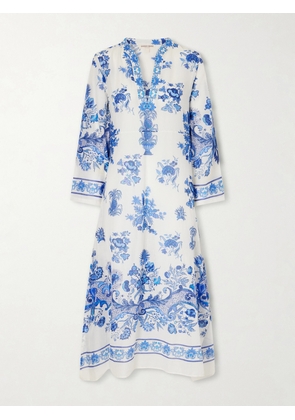 Emporio Sirenuse - Giada Floral-print Cotton-voile Kaftan - Blue - IT38,IT40,IT42,IT44,IT46,IT48,IT50