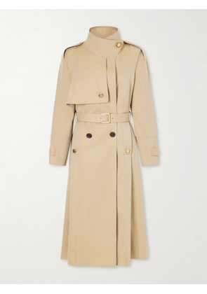 MAISON MAYLE - Eterne Double-breasted Belted Cotton-twill Trench Coat - Brown - x small,small,medium