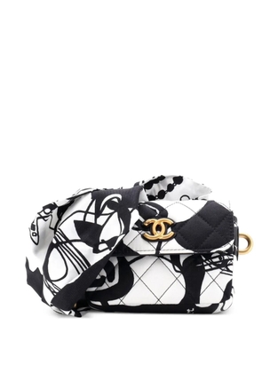 CHANEL Pre-Owned Deer Coco Flap Clutch with Strap Bag Quilted Printed Canvas Mini crossbody bag - Black
