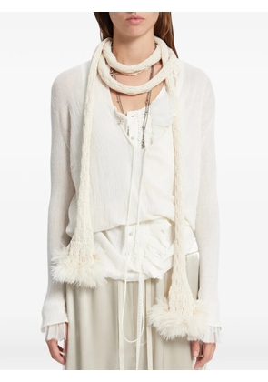 Ann Demeulemeester Rae knitted feather scarf - Neutrals