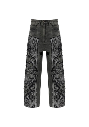 R13 bandana-appliqué jeans - Grey