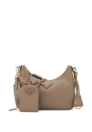 Prada chain triangle cross body bag - Neutrals