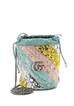 Gucci Pre-Owned GG Marmont Diagonal Quilted Sequins Mini bucket bag - Blue