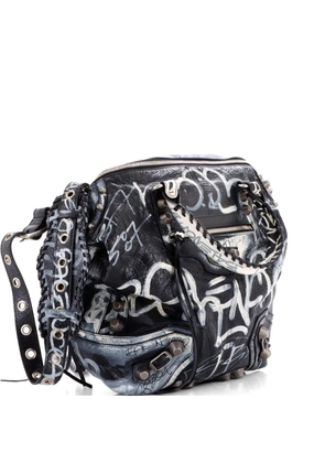 Balenciaga Pre-Owned Le Cagole Graffiti Men Leather Medium tote bag - Black