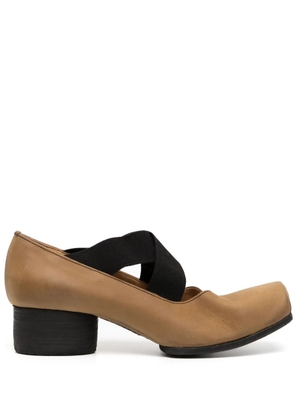 Uma Wang 40mm square-toe leather ballerina shoes - Brown