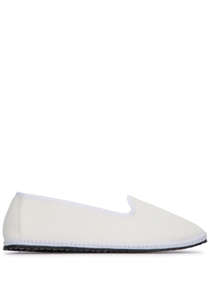 Vibi Venezia velvet round-toe loafers - White