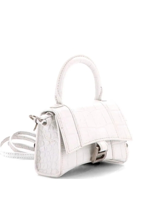 Balenciaga Pre-Owned Hourglass Top Handle Bag Crocodile Embossed Leather Mini crossbody bag - White