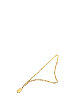 CHANEL Pre-Owned 1970-1980 CC Gold Plated Medallion Pendant Necklace costume necklace