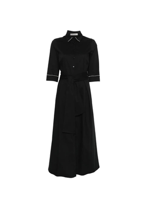 D.Exterior collar belted midi dress - Black