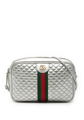 Gucci Pre-Owned 2000-2015 Small Quilted Metallic Leather Web Trapuntata crossbody bag - Silver